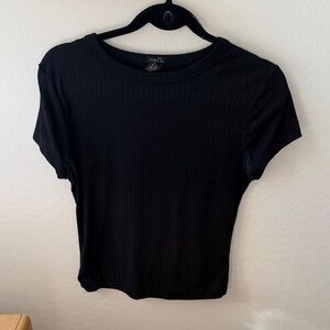 Black Ribbed Women's Top